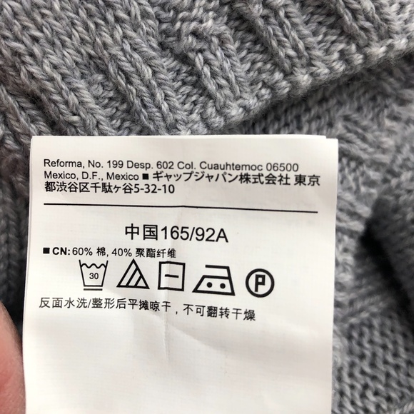 OLD NAVY HORIZONTAL CABLE KNIT GRAY BOATNECK PONCHO COTTON/RAYON SWEATER - Picture 10 of 11